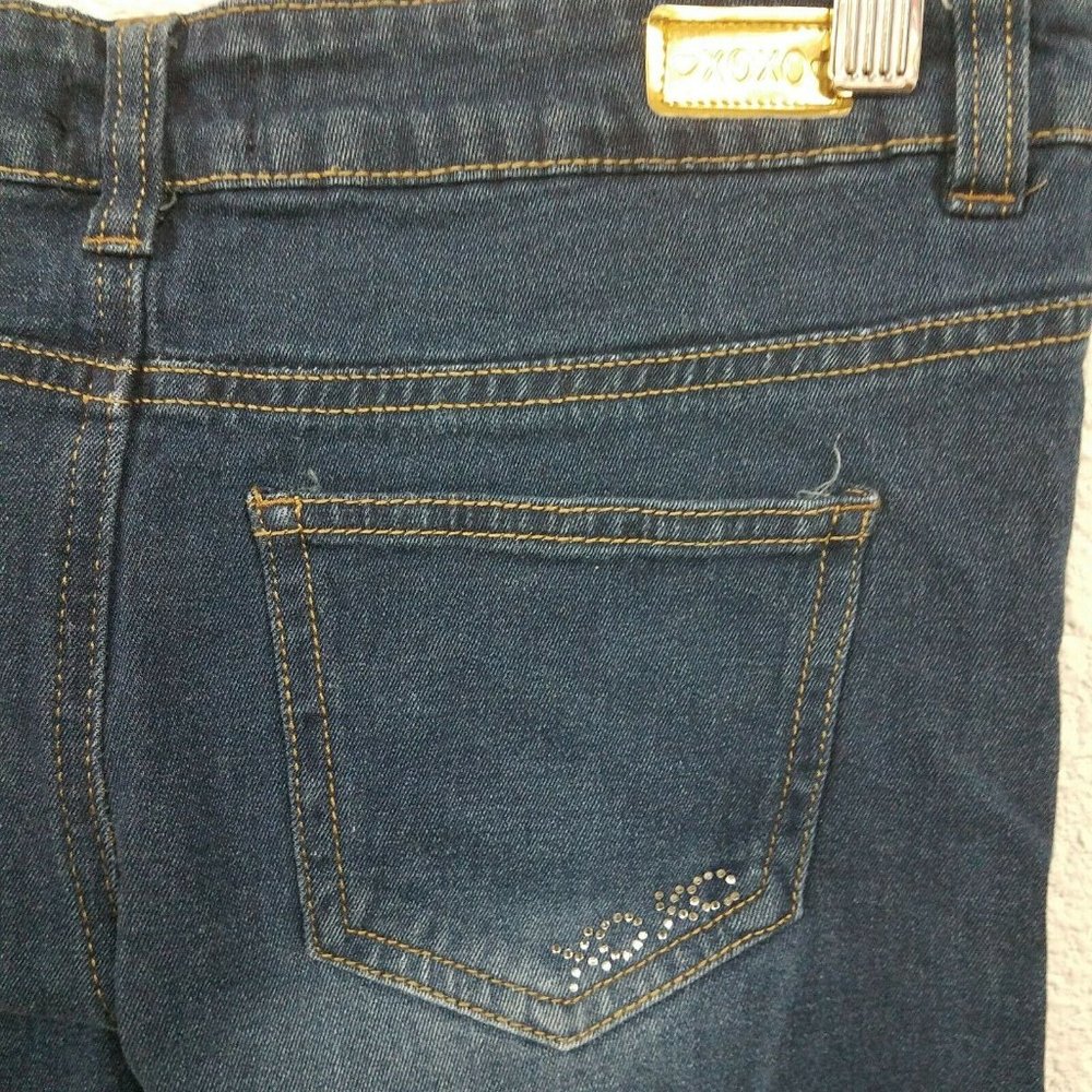 XOXO Girls' Stretch Skinny Jean, Dark Wash Embroid - Picture 5 of 5